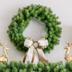 Accessories King of Christmas 24" Royal Fir Wreath with Warm White LED Lights (Battery Operated) ZJL8BT56