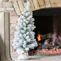 Accessories King of Christmas 3' Flock Artificial Christmas Tabletop Tree with 50 Warm White LED Lights ZJL8BT96