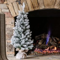 Accessories King of Christmas 3' Queen Flock Artificial Christmas Tabletop Tree with 50 Warm White LED Lights ZJL8BT98