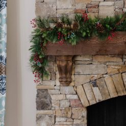 Accessories King of Christmas 6' X 12" Redwood Garland with 70 Warm White LED Lights (Battery Operated) ZJL8BT88