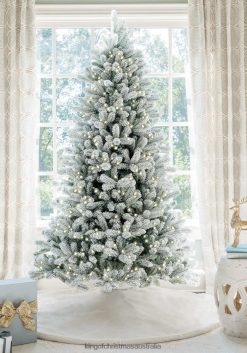Accessories King of Christmas 7.5' Flock Artificial Christmas Tree with 800 Warm White LED Lights ZJL8BT8