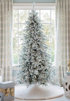 Accessories King of Christmas 7.5' Queen Flock Slim Tree Warm White Led Lights ZJL8BT32