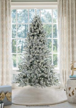 Accessories King of Christmas 7' Prince Flock Artificial Christmas Tree with 400 Warm White LED Lights ZJL8BT3