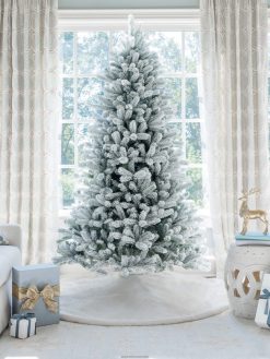 Accessories King of Christmas 8' Flock Artificial Christmas Tree with 900 with Warm White LED Lights ZJL8BT40