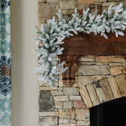 Accessories King of Christmas 9' x 12" Queen Flock Garland with LED Lights (Battery Operated) ZJL8BT85