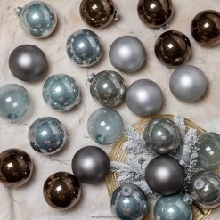 Accessories King of Christmas Blue and Gray Essential Glass Ornaments (24 Pack) ZJL8BT113