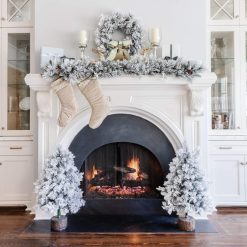 Accessories King of Christmas Marquis Flock Collection 4-Piece Set with Warm White LED Lights (Battery Operated) ZJL8BT111