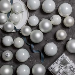 Accessories King of Christmas White Essential Glass Ornaments (24 Pack) ZJL8BT115